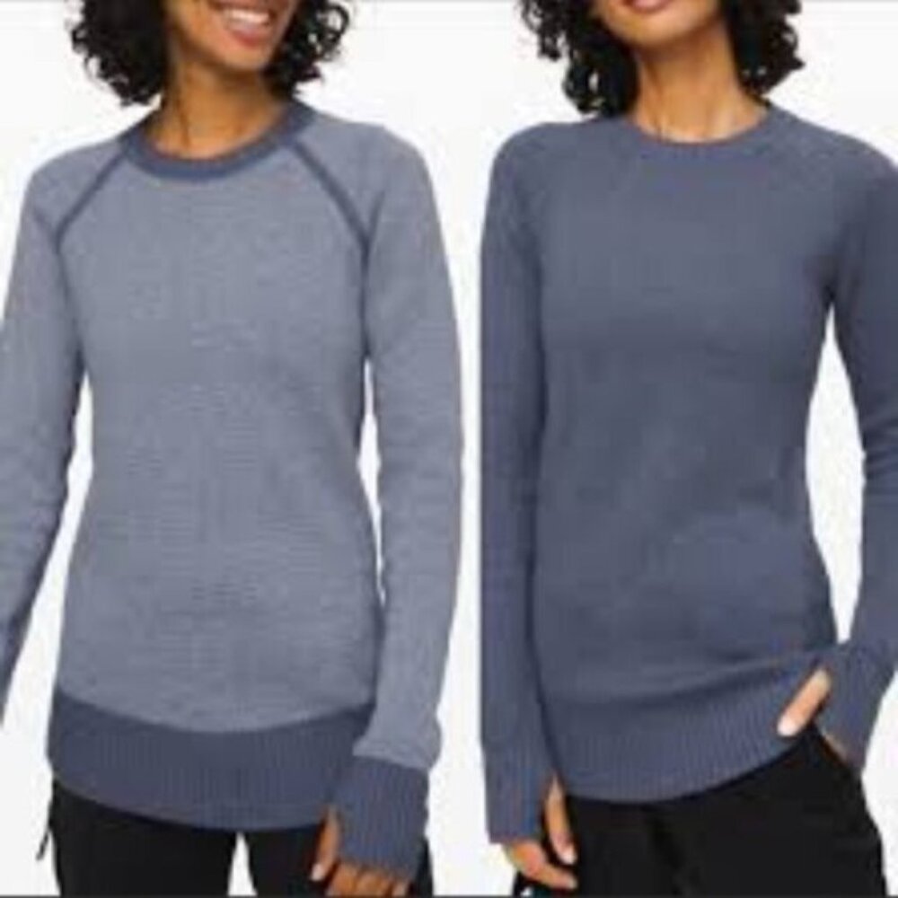 Lululemon Still Lotus Sweater *Reversible Heathered Code Blue